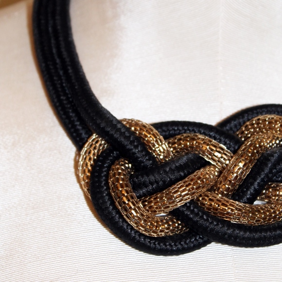 Black and Gold Rope Necklace - Picture 2 of 5